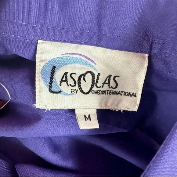 vintage grandma purple Button down shirt with rhinestone cats size medium - Picture 8 of 10